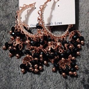 Elegant Black and Gold Hoop Earrings